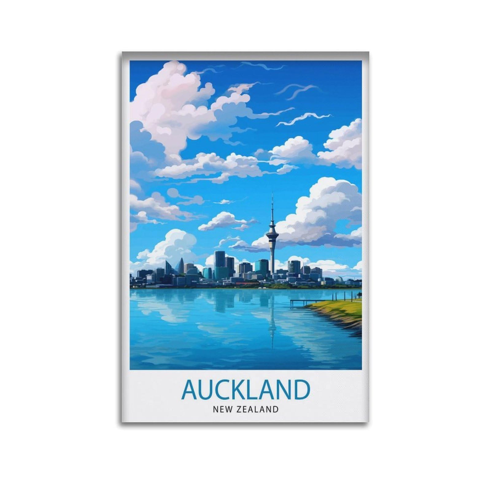xiaoxiaoshen Auckland New Zealand Travel Vibrant City Skyline Ative G Canvas Poster Wall Art Prints Room Aesthetic Murals Bedroom And Living Decorations 16x24inch(40x60cm)