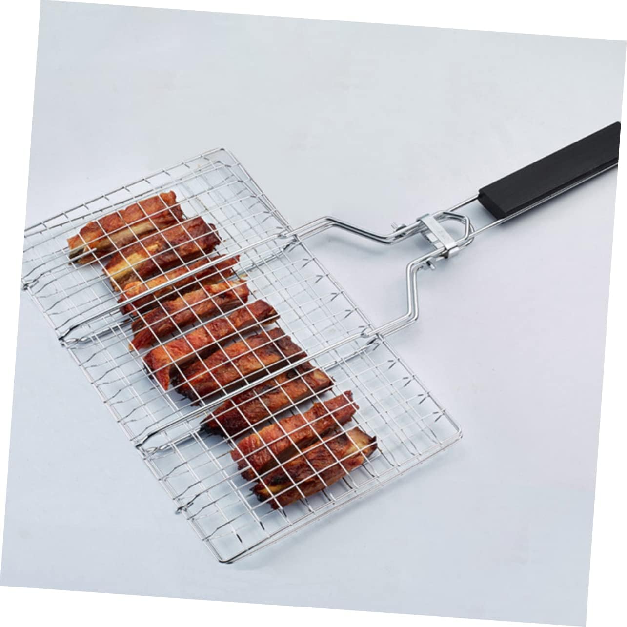 1Pc Stainless Steel Barbecue Grilling Basket with Removable Handle for Outdoor Cooking for Fish Chicken and Vegetables Portable Bbq Grill Cooking for Parties and Gatherings