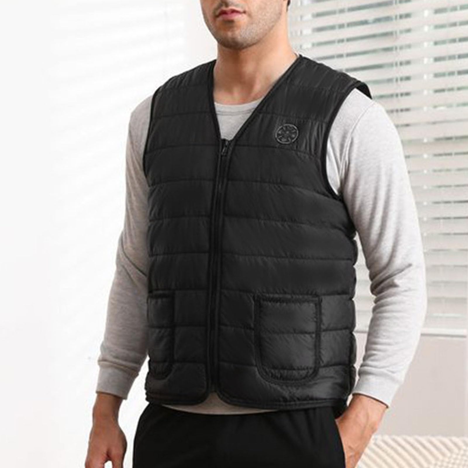 Gilet riscaldato per uomo donna Giacca riscaldante elettrica Gilet invernale 3 livelli di calore 9 zone di riscaldamento collo a V (XL)