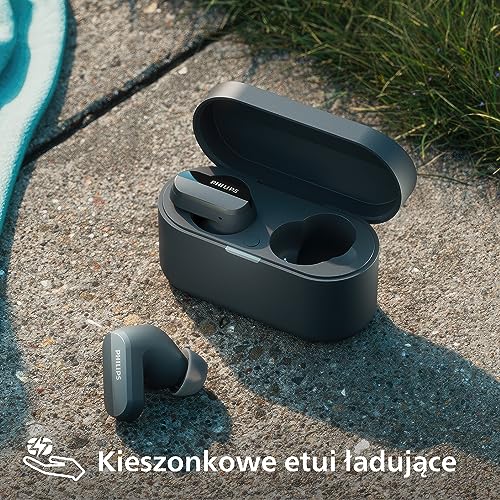 Philips TAT3508BK/00 Écouteurs sans Fil True Wireless | en Silicone, Son Naturel | Réduction du Bruit | Jusqu'à 21 h d'autonomie | Micro | Boîtier de Charge | IPX4 Résistant à l'eau | Noir