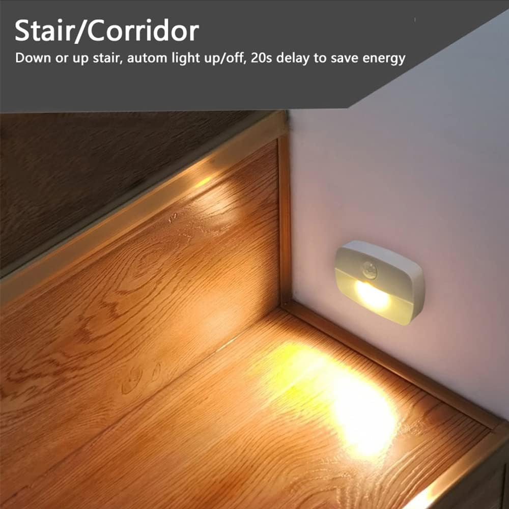 4 Luci LED Con Sensore Di Movimento Notte, Wireless A Batteria Per Interni, Facili Da Installare Per Armadio, Scale, Corridoio, Cucina (Batterie NON Incluse) - 4