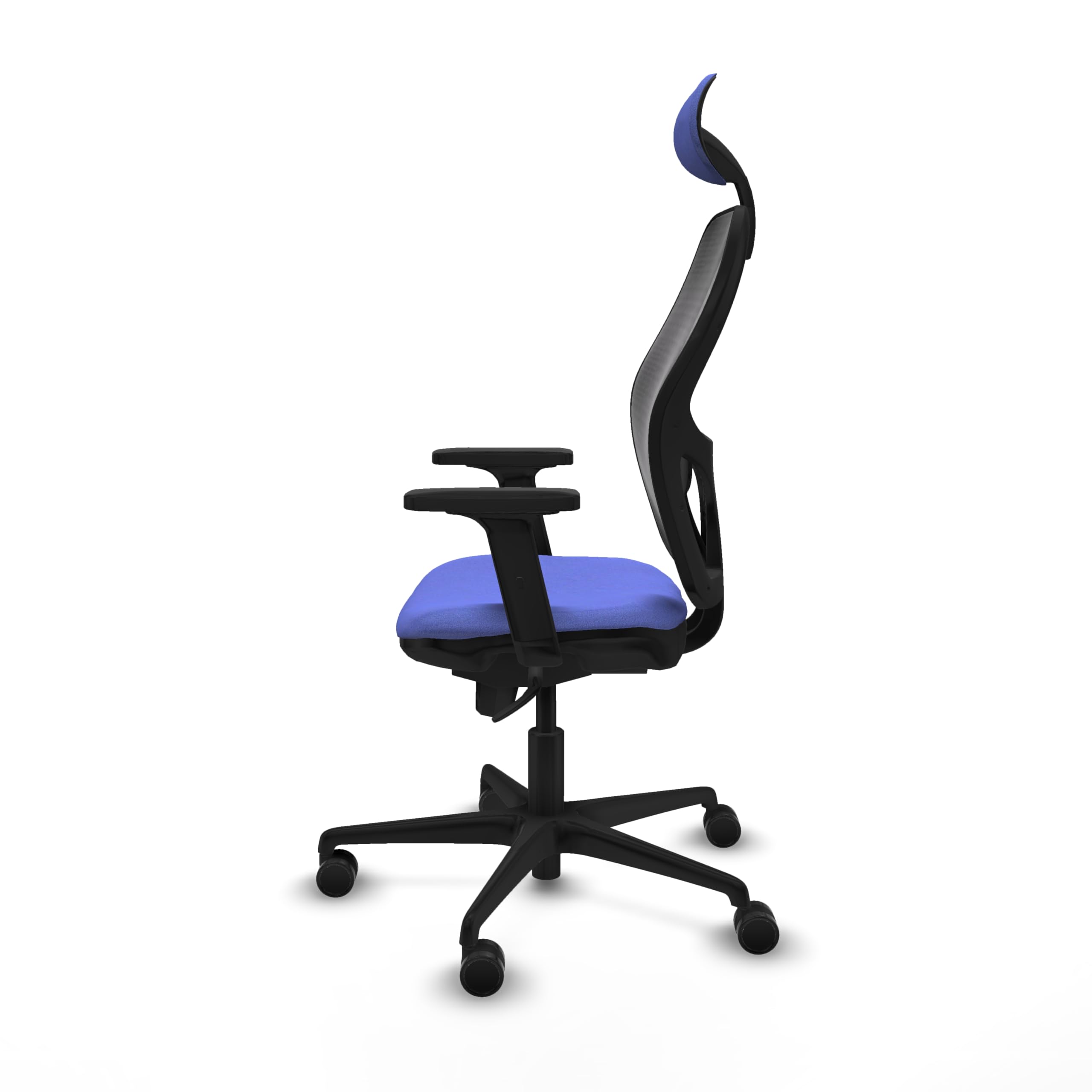 Piqueras y Crespo Silla Jorquera operativa Estrecha con Respaldo Fijo, cabecero Fijo, Apoyo Lumbar 1D, Brazos 2D, Mecanismo sincro 5 Posiciones, para Uso de 8 Horas y Peso máximo de 120 Kg