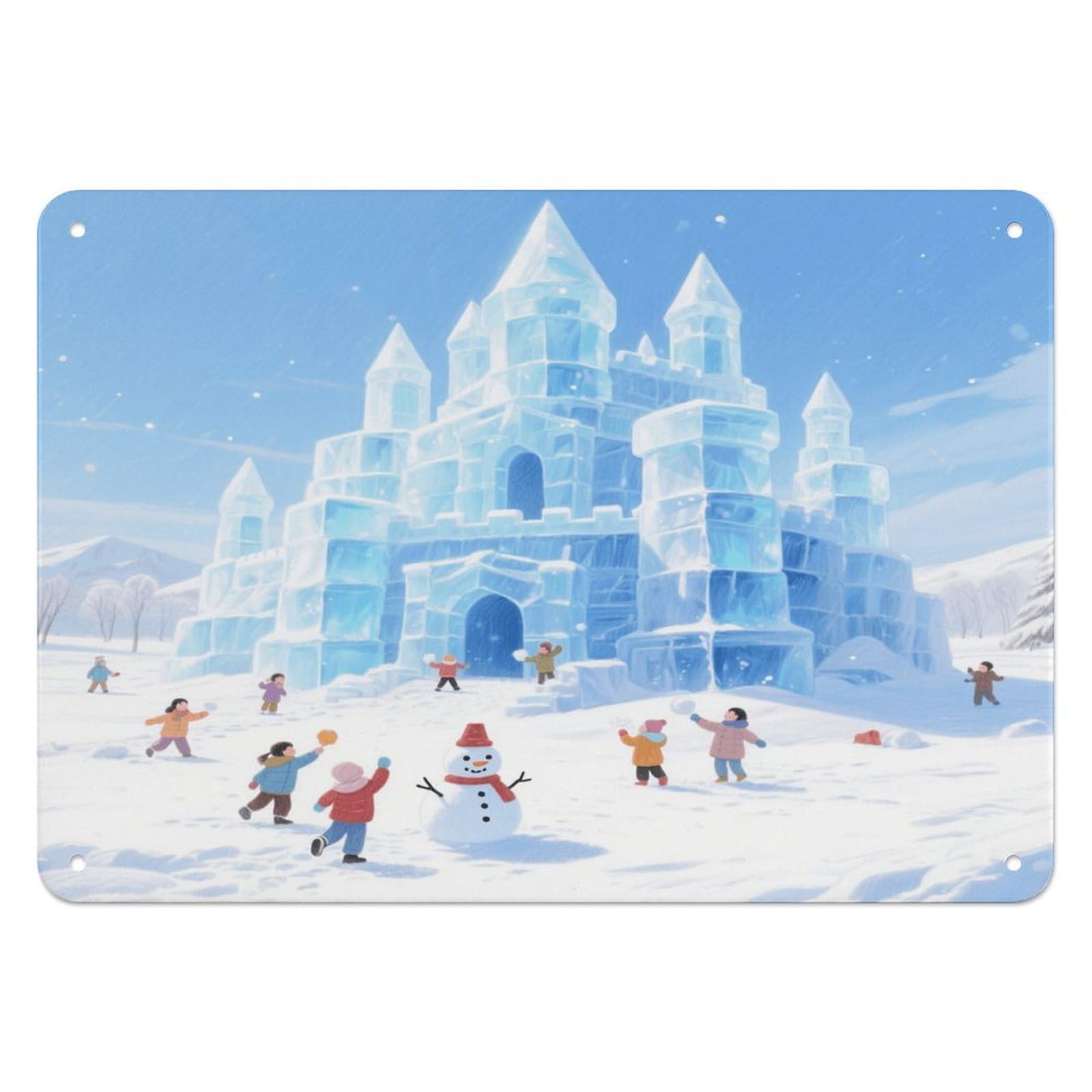 Fekiloot Style Ice Castle Wall Decor Iron Painting Metal Sign
