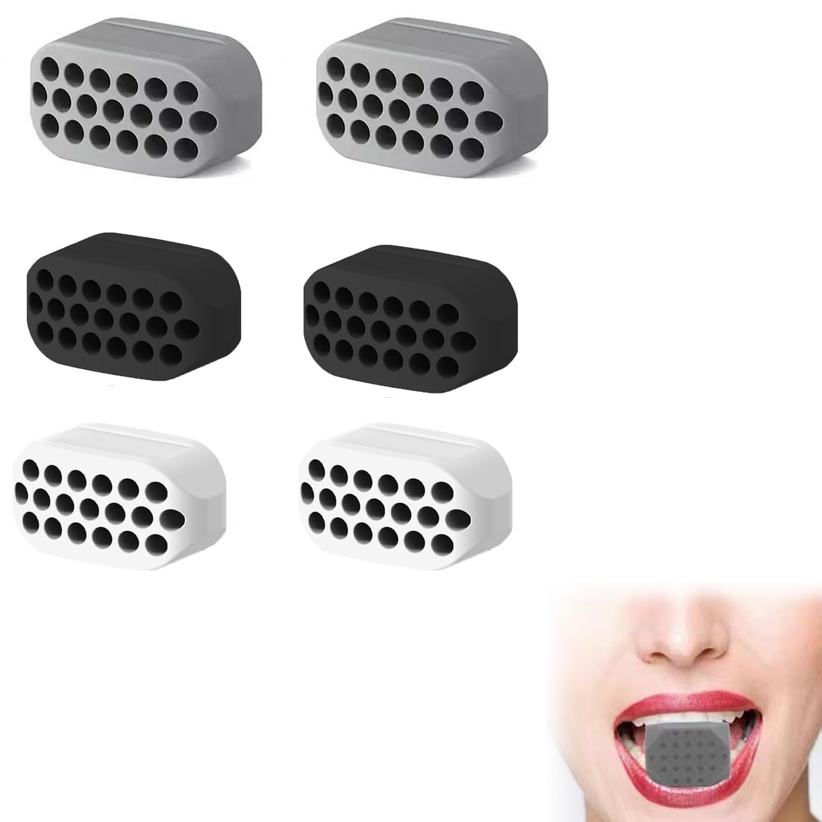 6 Pièces Machoire Musculation, Muscler Machoire Balles,Silicone Gomme Machoire Musculation,Jaw Trainer Hommes Femmes,Jawline Exercice Machoire pour Double Menton Beauté du Visage,Solid Gum.