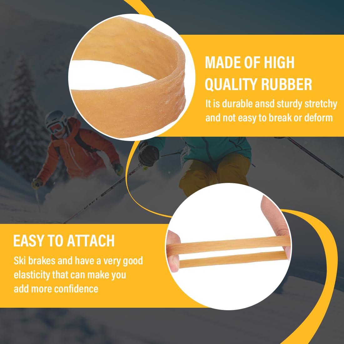 WUSJCOF Lot de 20 Attaches de Frein de Ski en Caoutchouc - Stop Frein pour Fixations de Ski