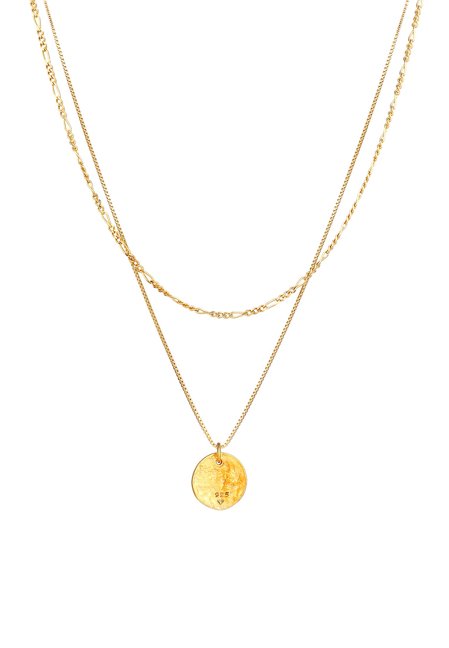 Elli Halskette Damen Layer Kette mit Plättchen Anhänger Boho 925 Silber | Vergoldet