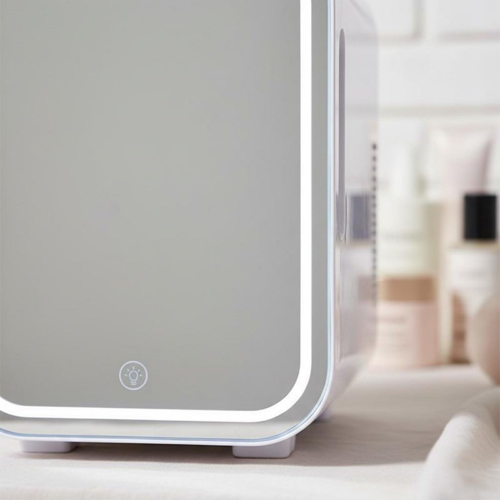 F Fityle Mini Nevera Cosmética Refrigerador Maquillaje Frigorífico Belleza con Puerta Espejo Uso Diario para Cosmética y Cuidado Facial Estante Extraíble Adecuada para Dormitorio Oficina Viaje