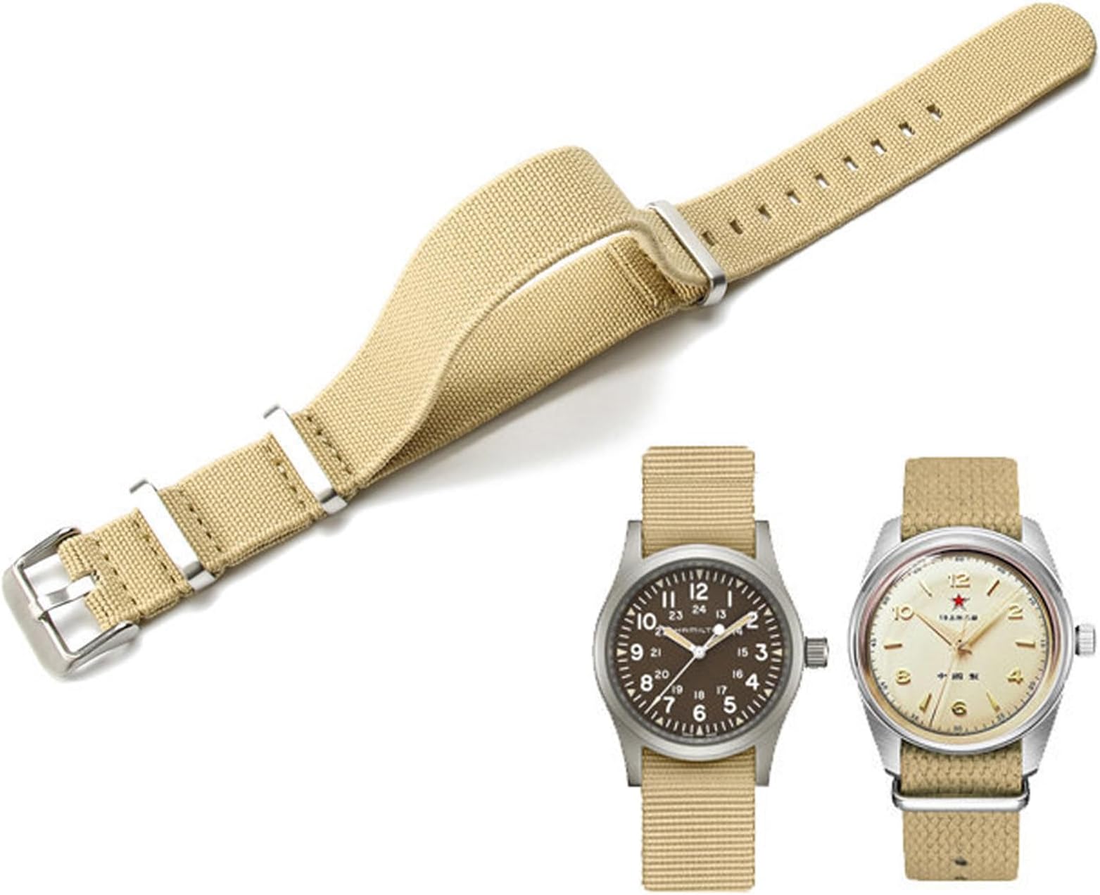 Watch Straps Elastic Nylon French Parachute NATO Nylon One Piece Military Replacement Strap for Men Women Brushed Stainless Steel Buckle Watch Strap 18 mm 20 mm 22 mm