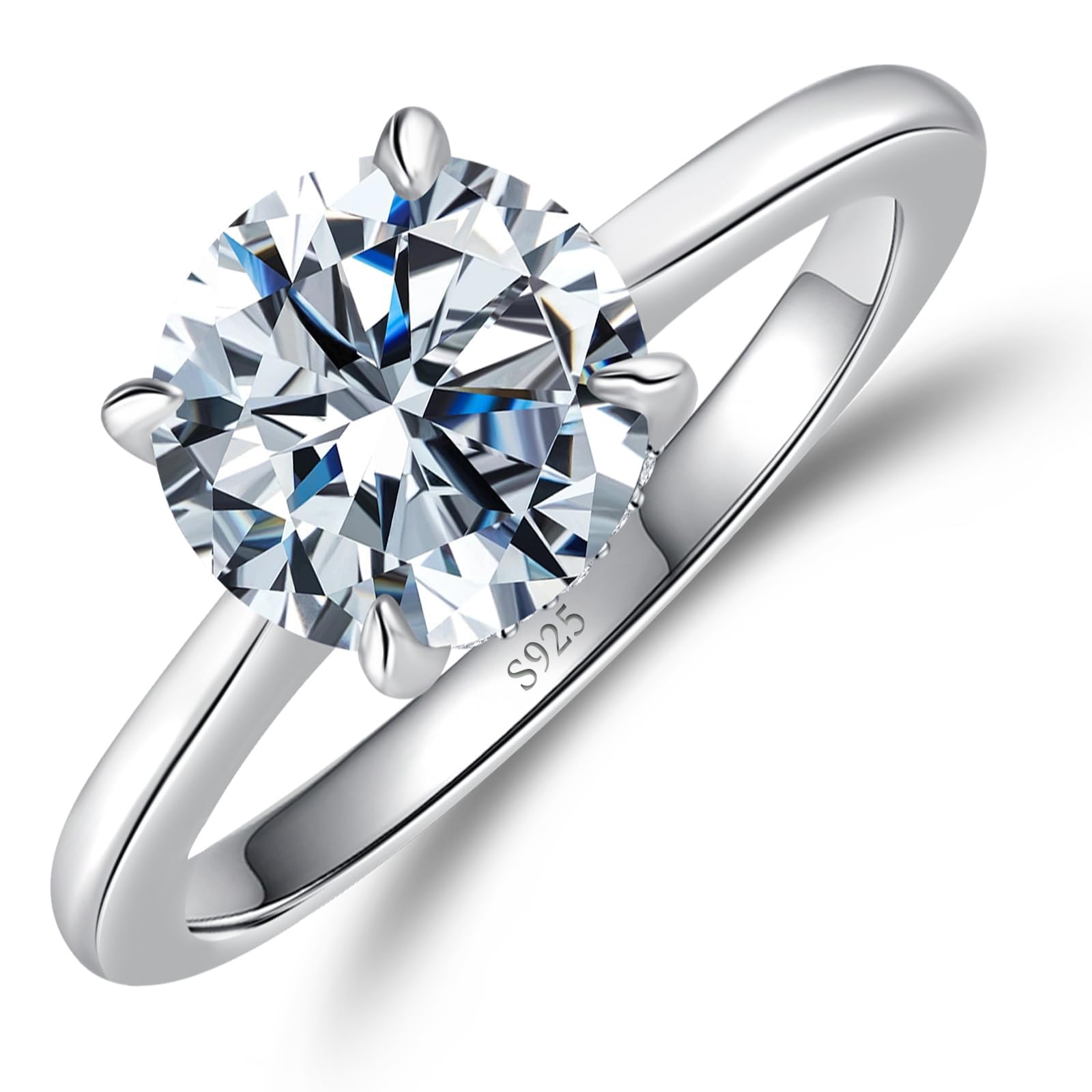 Elio Passero 925 Sterling Silver CZ Solitaire Engagement Ring