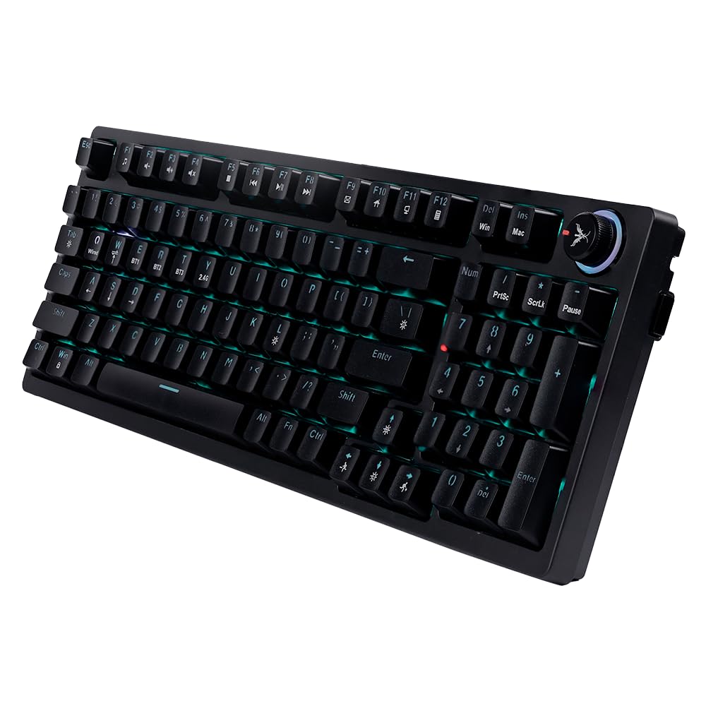 VERITY Unifire 96 Wireless Gaming Keyboard, Three-Mode Connection Wired,Bluetooth and 2.4G Mode, Swappable Keycaps, ABS Plastic keycaps & Body, RGB-Black
