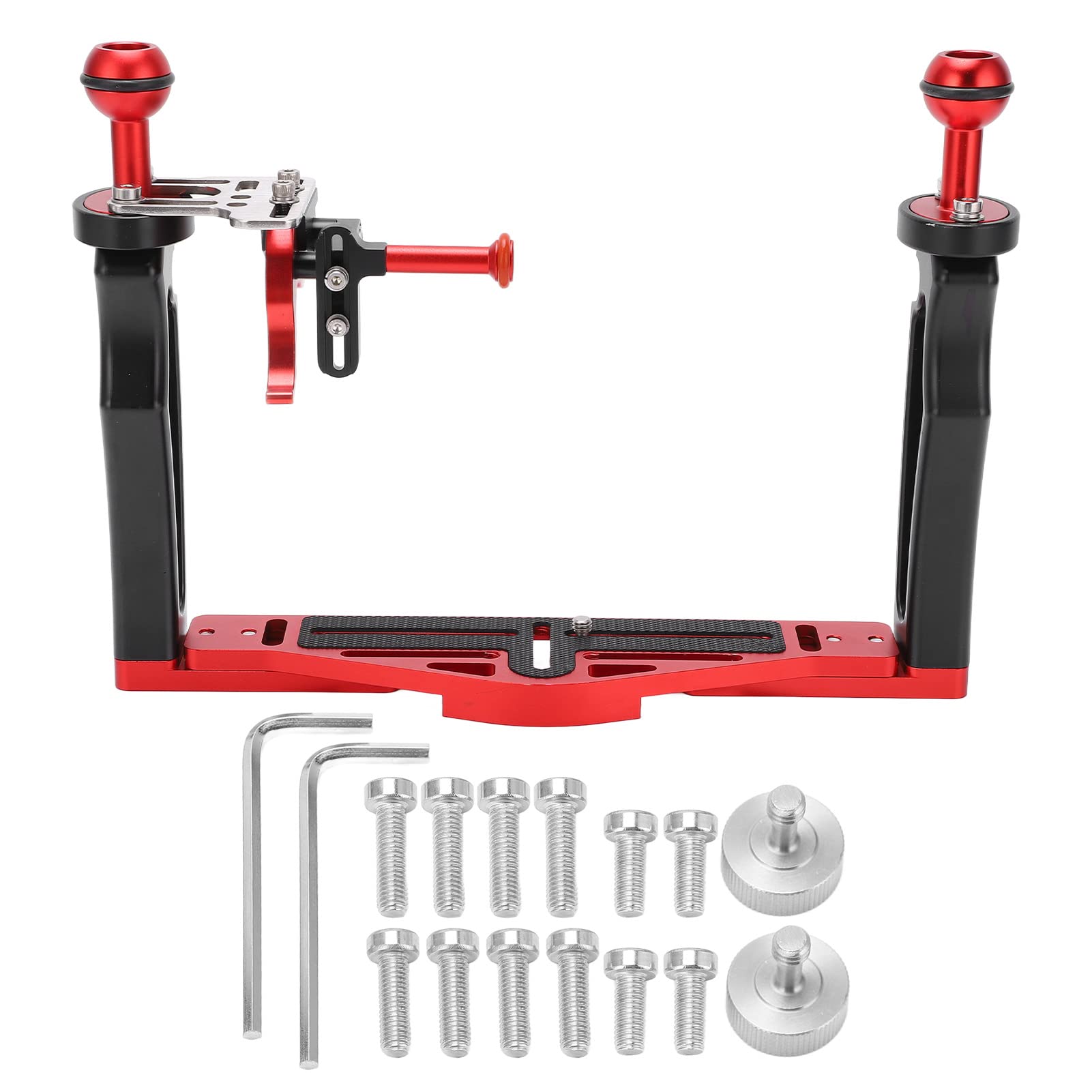VBESTLIFE Dual Handle Tray Stabilizer Rig, Aluminiumlegierung Tauchen Unterwasser Kamera Gehäuse Tray mit Auslöser, für Unterwasser Balance