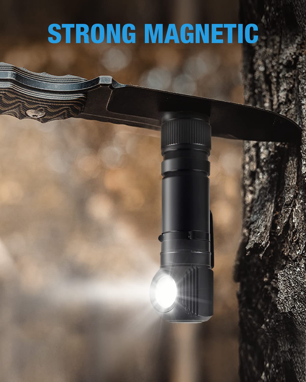 VICKSONGS 1200 Lúmenes Linterna Frontal LED Recargable, IP66 Impermeable Linterna Clip, Linterna de Camping Alta Potencia Pequeña Magnética