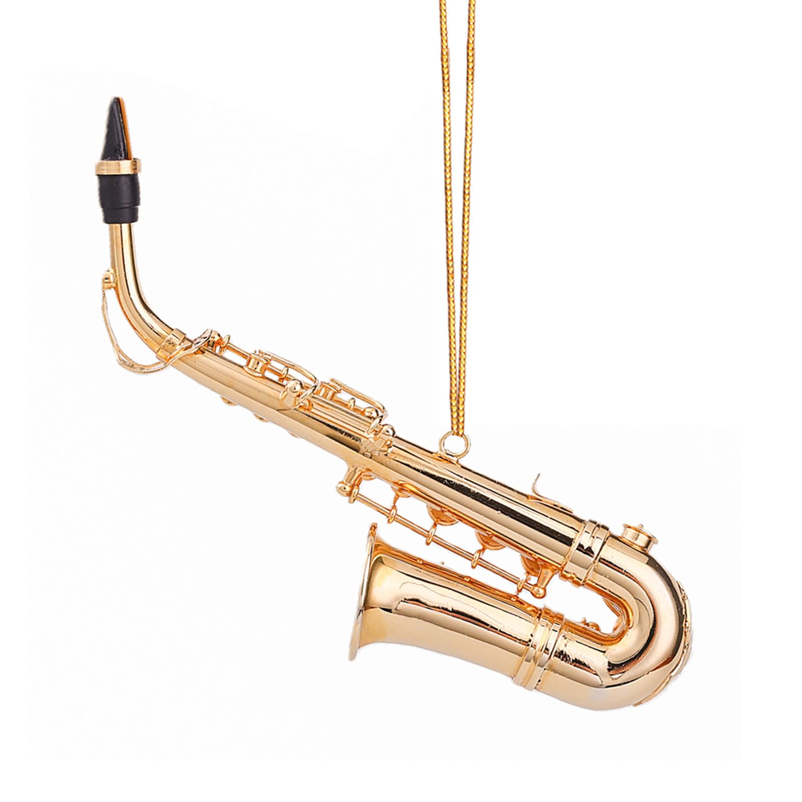4.72" Brass String Miniature Saxophone Hanging Ornament Mini Musical Instrument Saxophone Replica Christmas Tree Display Ornament Home Decoration Model Birthday Gifts (4.72" Alto Saxophone)