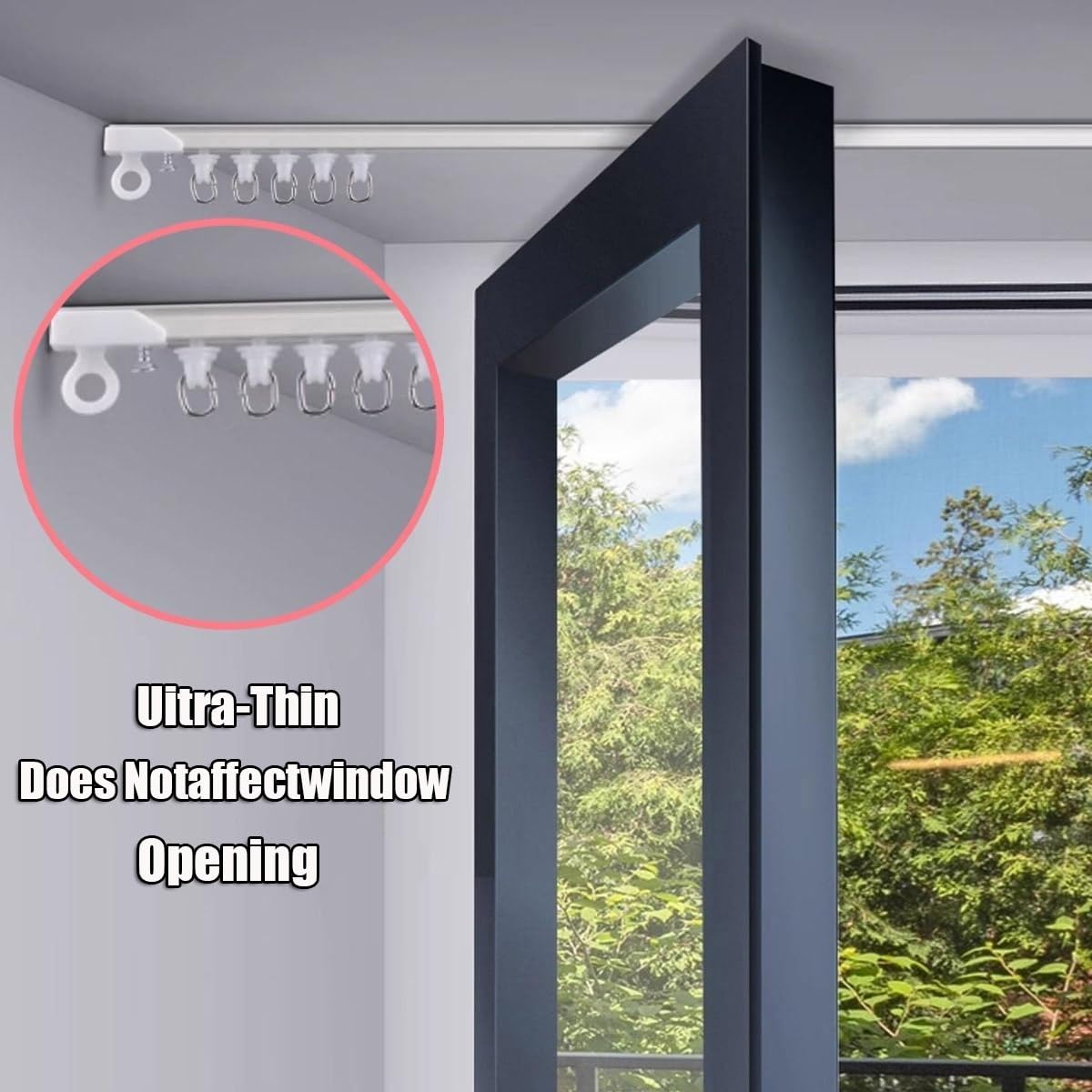 Tringle à rideau adhésive de 0,4 à 5 m - Fixation au plafond ou au mur - Installation facile - Longueur : 2,7 m - Parfaite pour la décoration d'intérieur - Polyvalente et durable