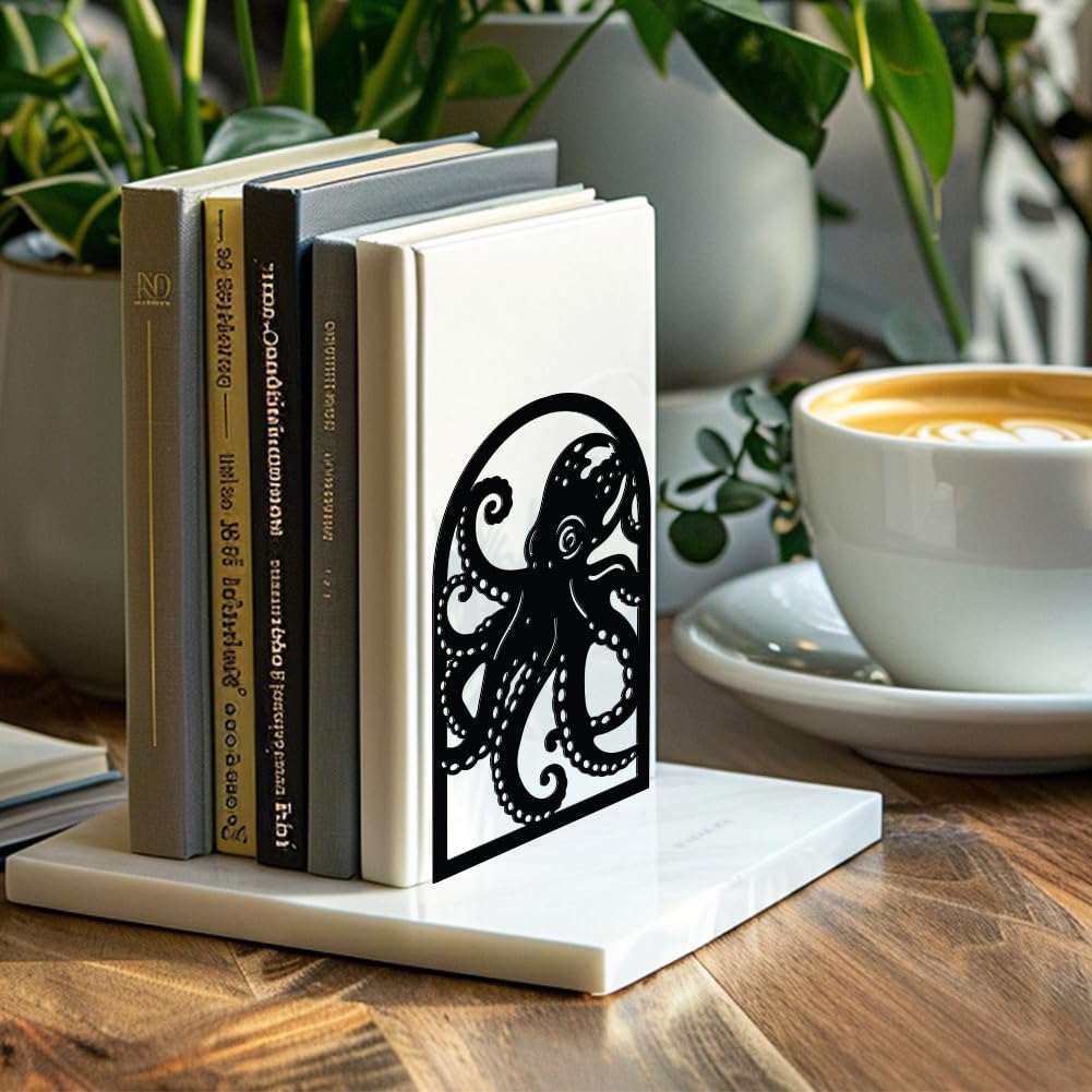 Peacoblue Buchstützen Metall,Oktopus Buchstütze Dekorativ für Bücher