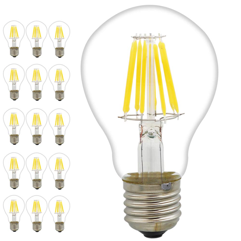 Mengjay 15 Stück A60 LED Glühbirne E27 Edison Lampe ersetzt 60 Watt, 8W, 650 Lumen, 2700K warmweiß, LED Kerzen Filament Fadenlampe, 220V AC, für Hängelampe Wandleuchte Pendelleuchte