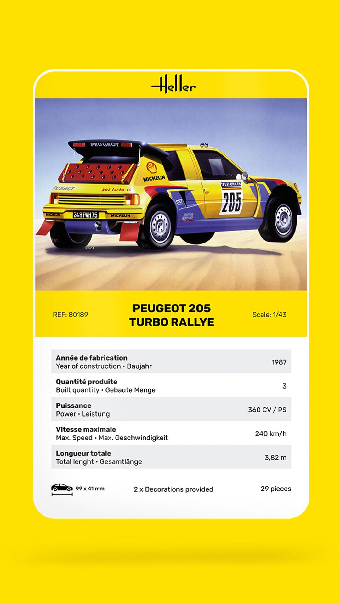 Heller 80189 Peugeot 205 Turbo Rallye 1/43