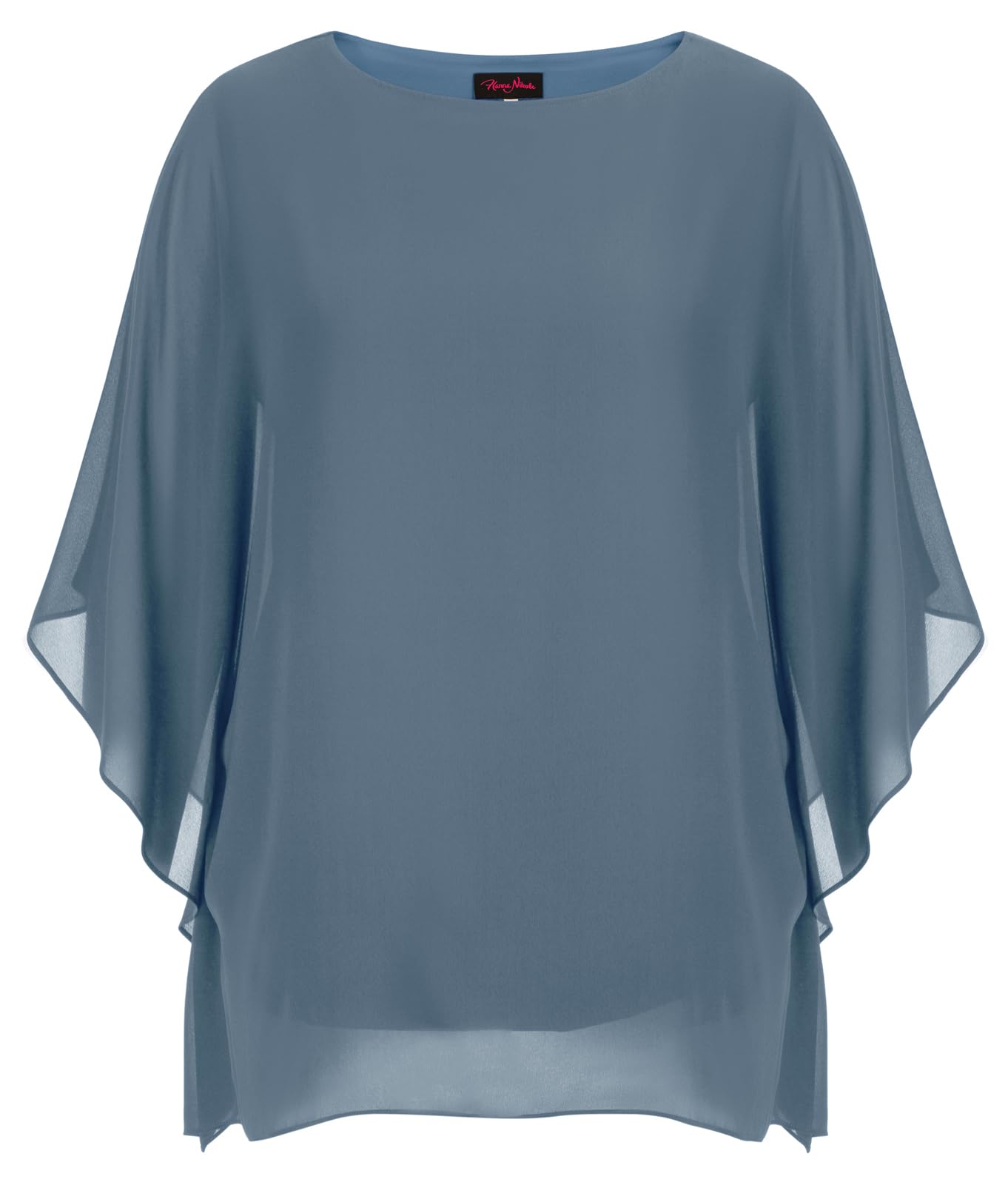 Hanna Nikole Damen Große Größen Chiffon Blusen Elegant Fledermaus Hemd Doppellagige Tops Lose Longshirt