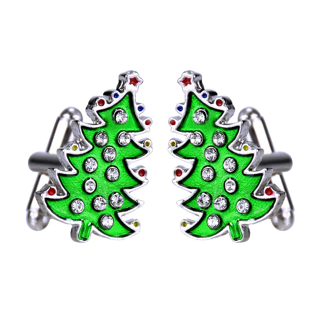 1 Pair Christmas Tree Cufflinks Cuff Links Christmas Presents Men Women's Dress Business Wedding Party ufflinks Gift Present