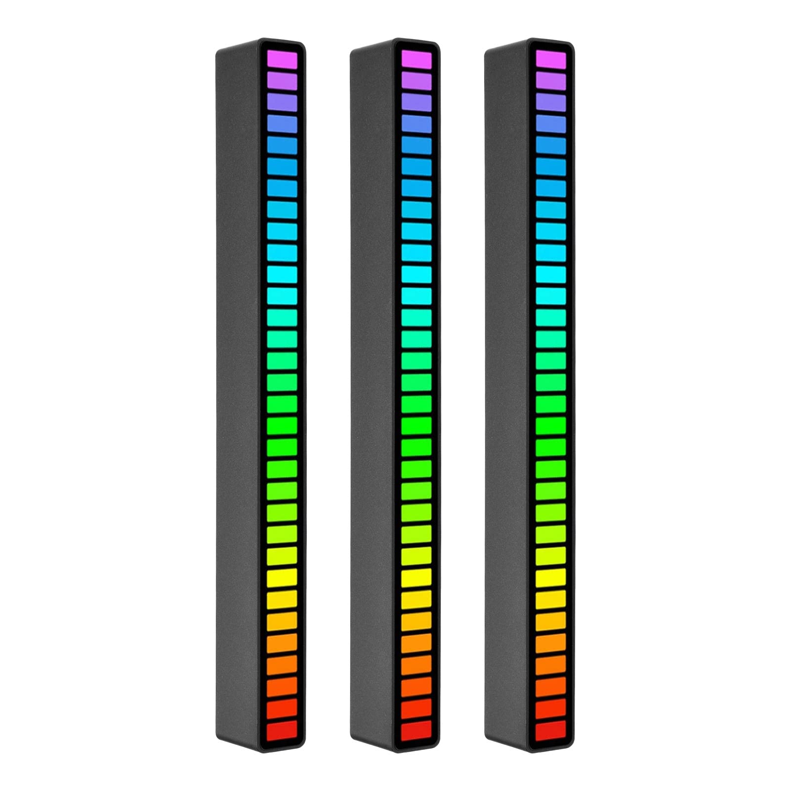 EXCLUZO RGB Sound Control Rhy m Lights 3 PCS 32 LED 18 Colors o S ctrum Mode 5 L s of S ed 4 L s of Brightn -C USB Portable Voice Activated Atmosphere Light for Car Gaming Room De ation