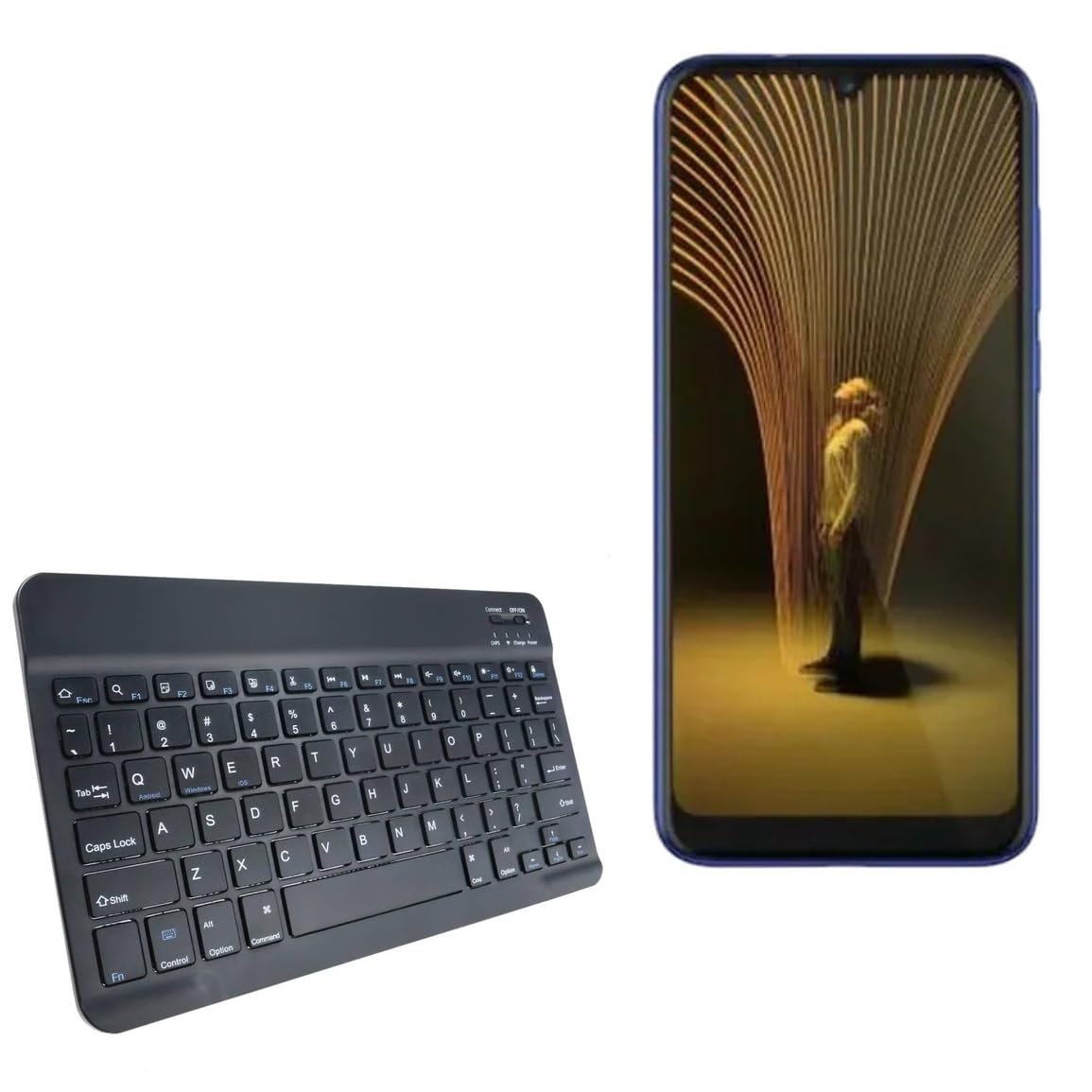 BoxWave Keyboard Compatible with MarQ by Flipkart M3 Smart - SlimKeys Bluetooth Keyboard, Portable Thin with Chiclet-Style Keys - Jet Black