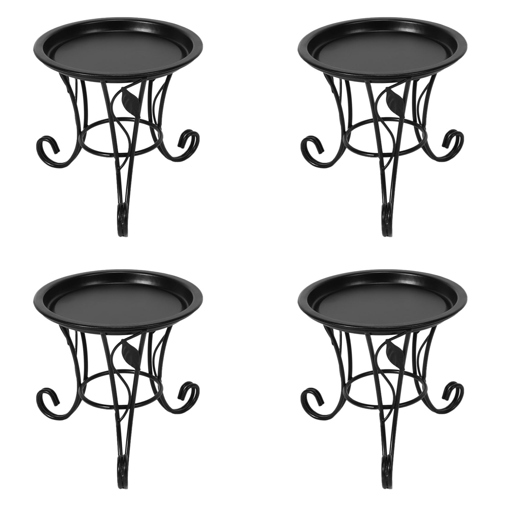 Vjsujehgy 4X European Style Simple Mini Flower Stand Flower Pot Flower Shelf Iron Stand + Iron Plate for Desktop Balcony