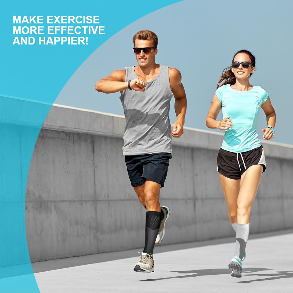 ACWOO Kompressionsstrümpfe Damen und Herren, 2 Paare Kompressionssocken Medizinisch Kompressionsstrümpfe 20-30 mmhg, Thrombosestrümpfe für Sport, Outdoor (S/M, Schwarz/Weiß)