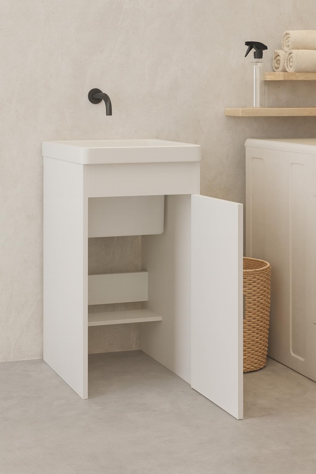 Baikal Armario Auxiliar Multiusos. Estilo Henares. Mueble Auxiliar. Mueble Lavadero. Entrega en Kit. Fabricación Española.