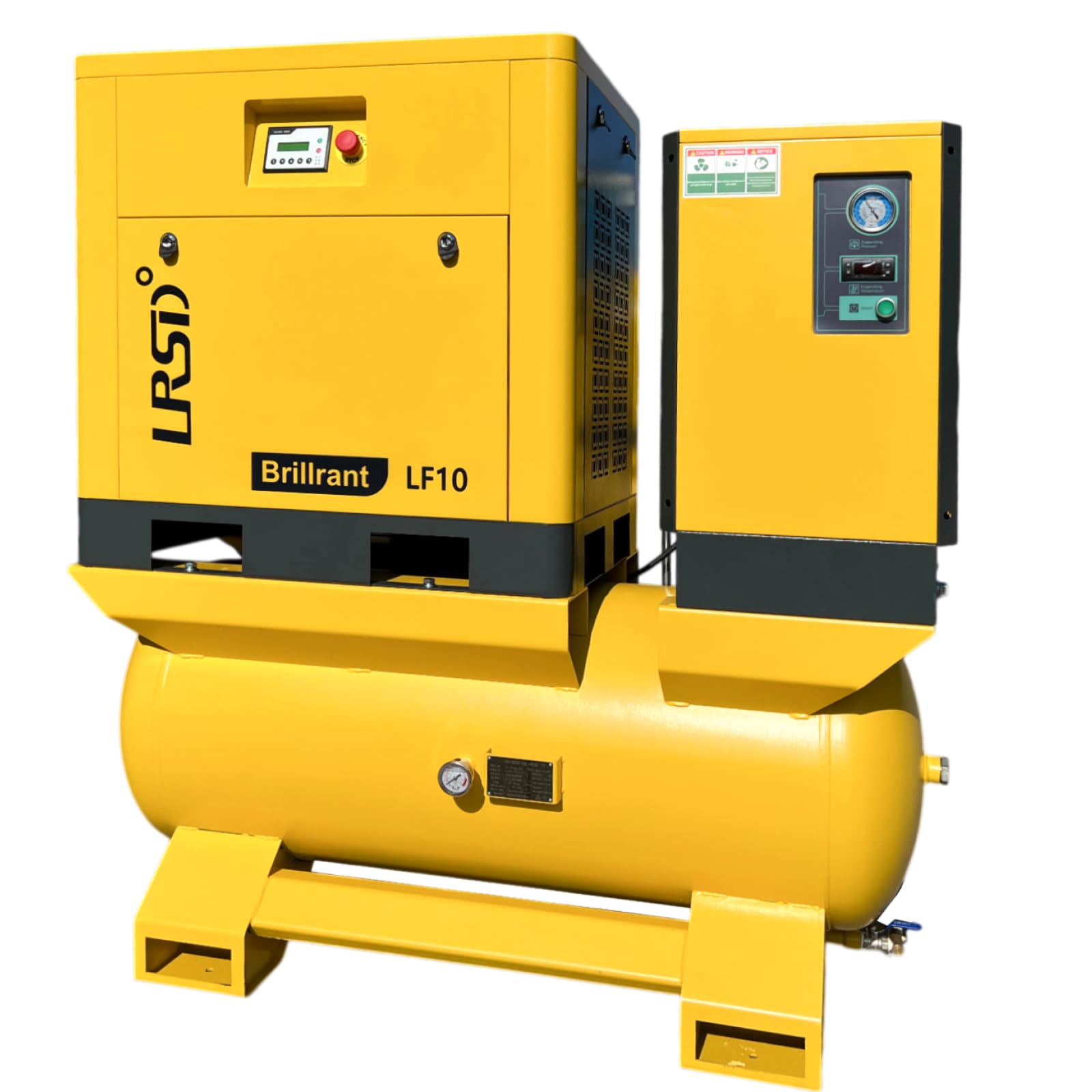 80Gal Screw Air Compressor 10HP 460V/3Ph 37CFM 125psi with GAS TANK &amp; Air Dryer &amp; 5-FILTER Heavy Duty Air Compressed System
