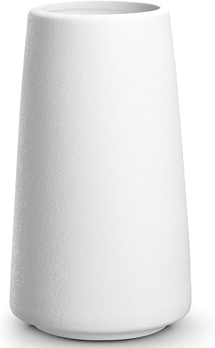 Mfacoy Florero de cerámica, florero para decoración del hogar, estilo minimalista, jarrones blancos para flores, decoración moderna de escritorio,