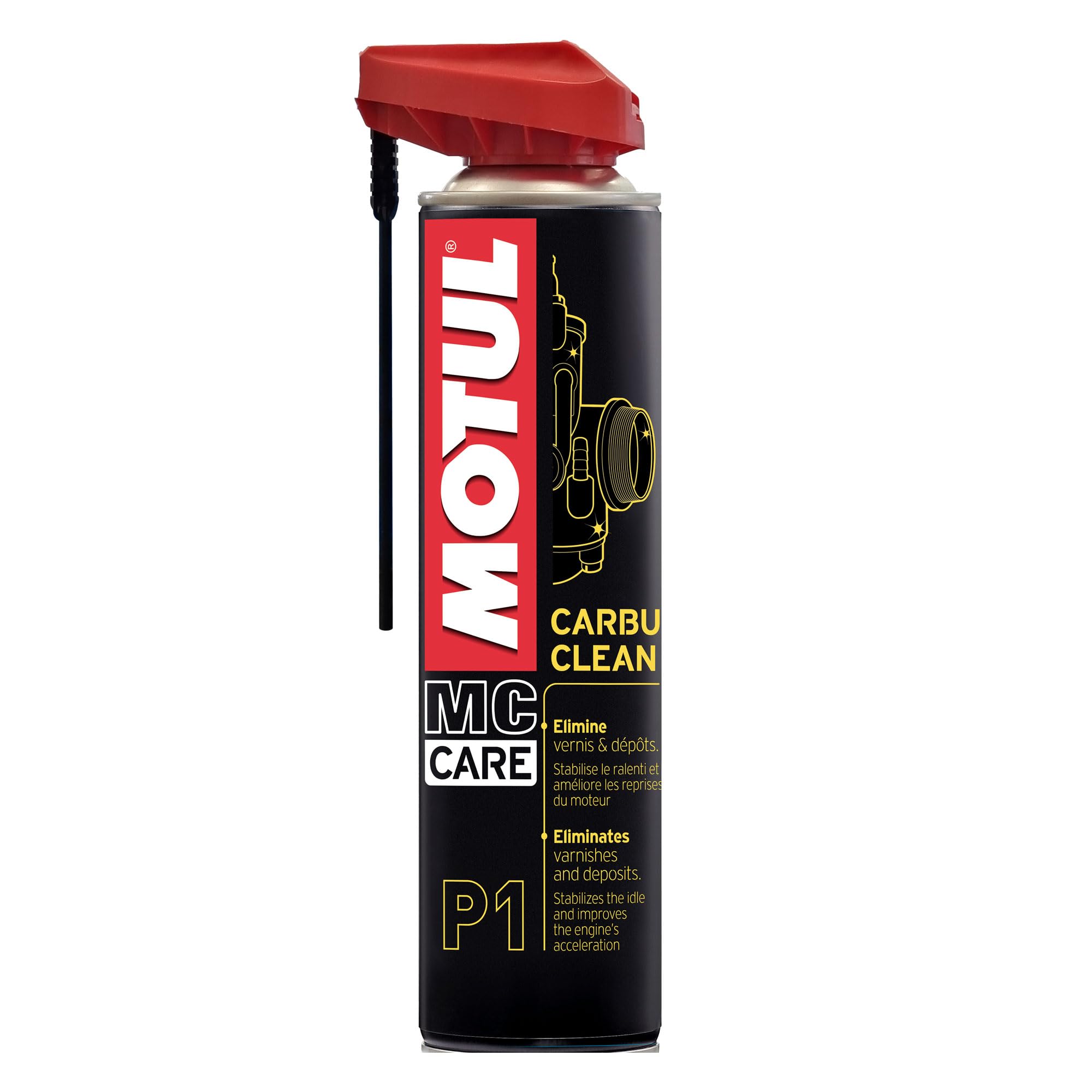 Motul - Pulitore per Carburatori Moto - Aerosol - Dissolve Ogni Deposito, Vernice o Gomma - Azione Rapida e Potente - Facile Utilizzo - MC Care Carbu Clean P1-400 ml