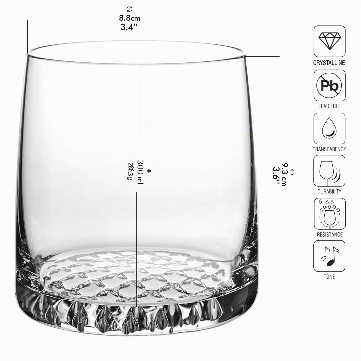KROSNO Set da Whisky in vetro Set di 7, 950 + 370 ml, Collezione Fjord | Caraffa e bicchieri per brandy, bourbon, rum, Cristallo senza piombo, Lavaggio delle mani, Cristalleria eleganti, Idea regalo