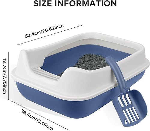 Miniatura 2 de KittyClean - Caja de arena para gatos XL con estante de control, caja de arena XL para gatos grandes, caja de arena extragrande para varios gatos