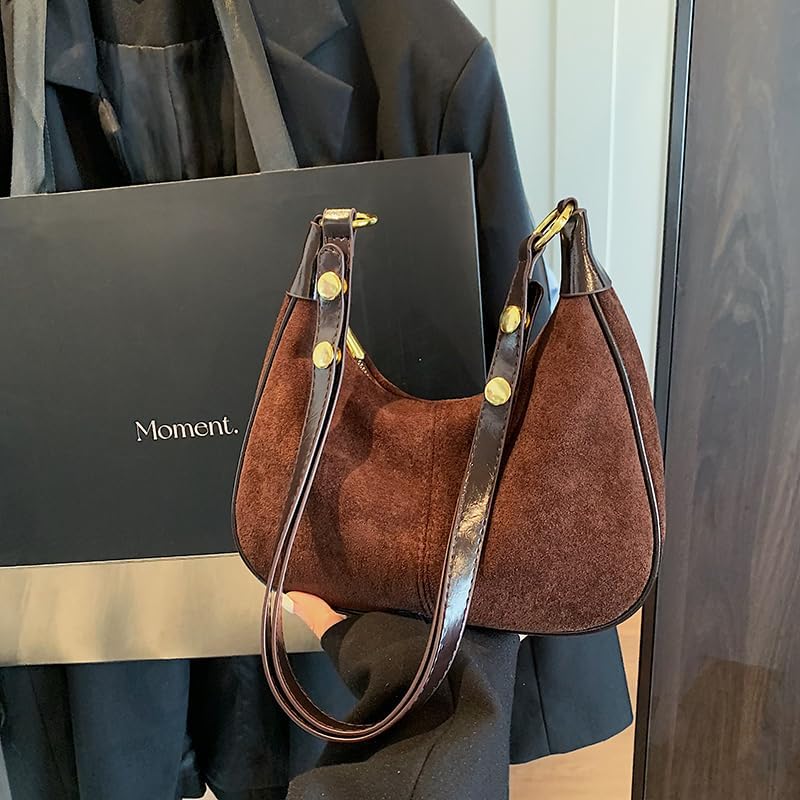 Shoulder Bags for Women Small Hobo Bags Crescent Shaped Cute Retro Tote Handbag Mini Clutch Purse with Zipper Closure - Image 3