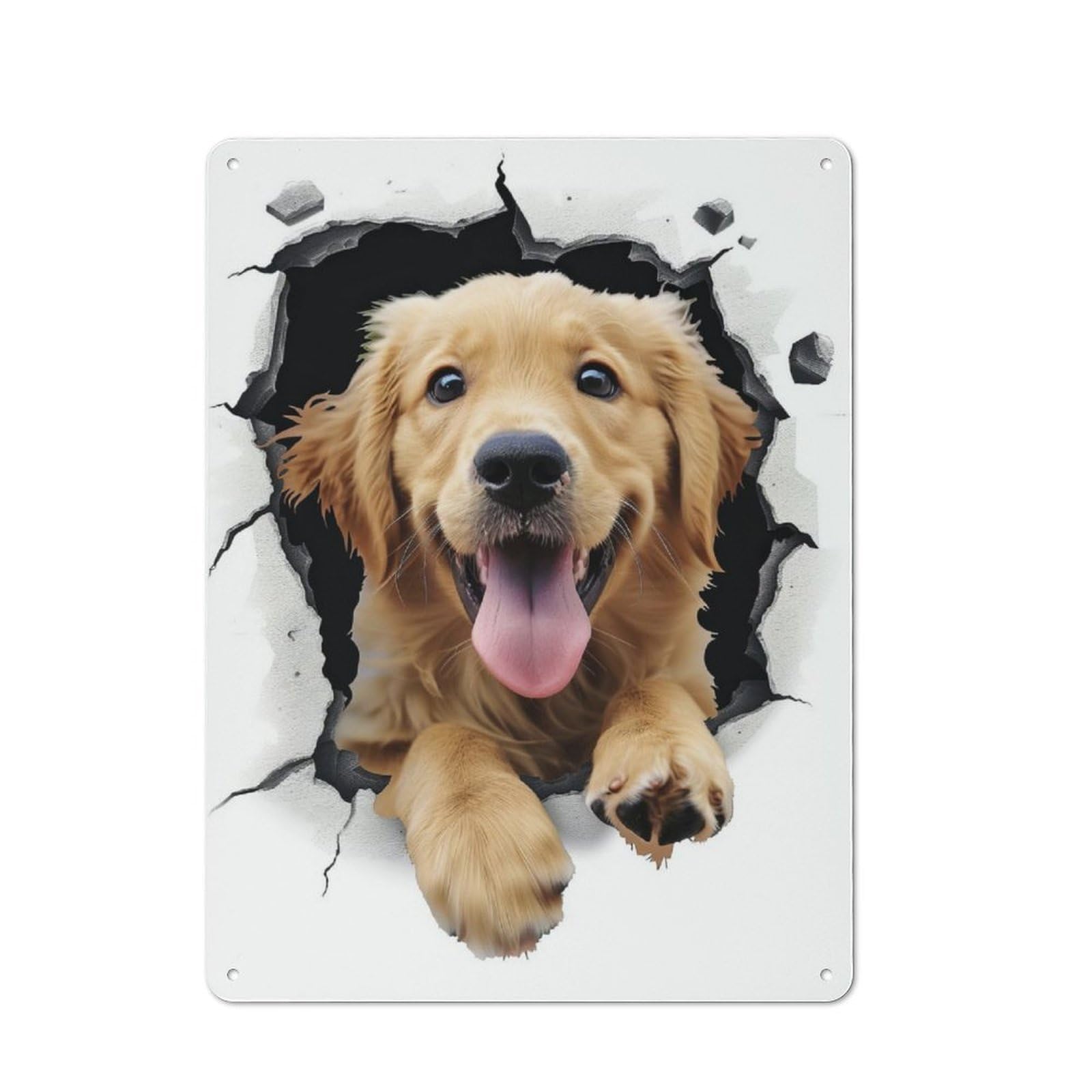 Junmoney Golden Retriever Dog Metal Sign 40X30cm, Vintage Bar Wall Plaque For Diner, Restaurant, Shed Or Kitchen