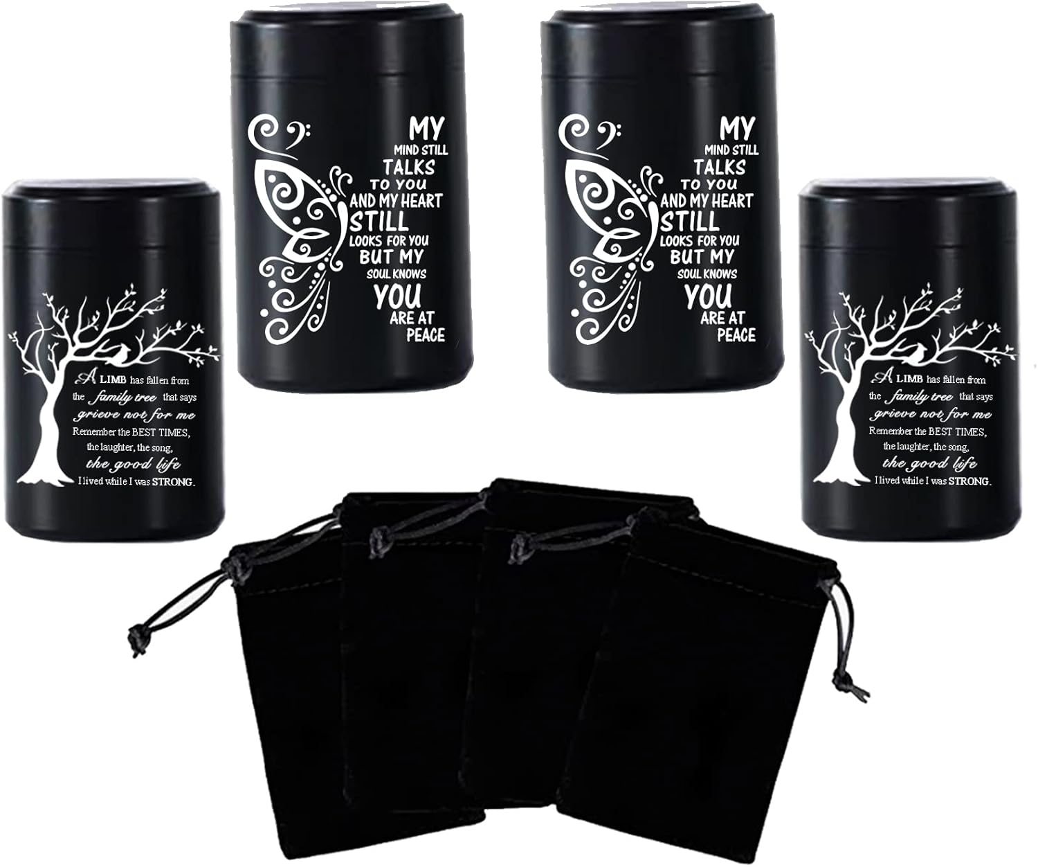 Small Urns for Ashes Set of 4，2.7 inch High Aluminium