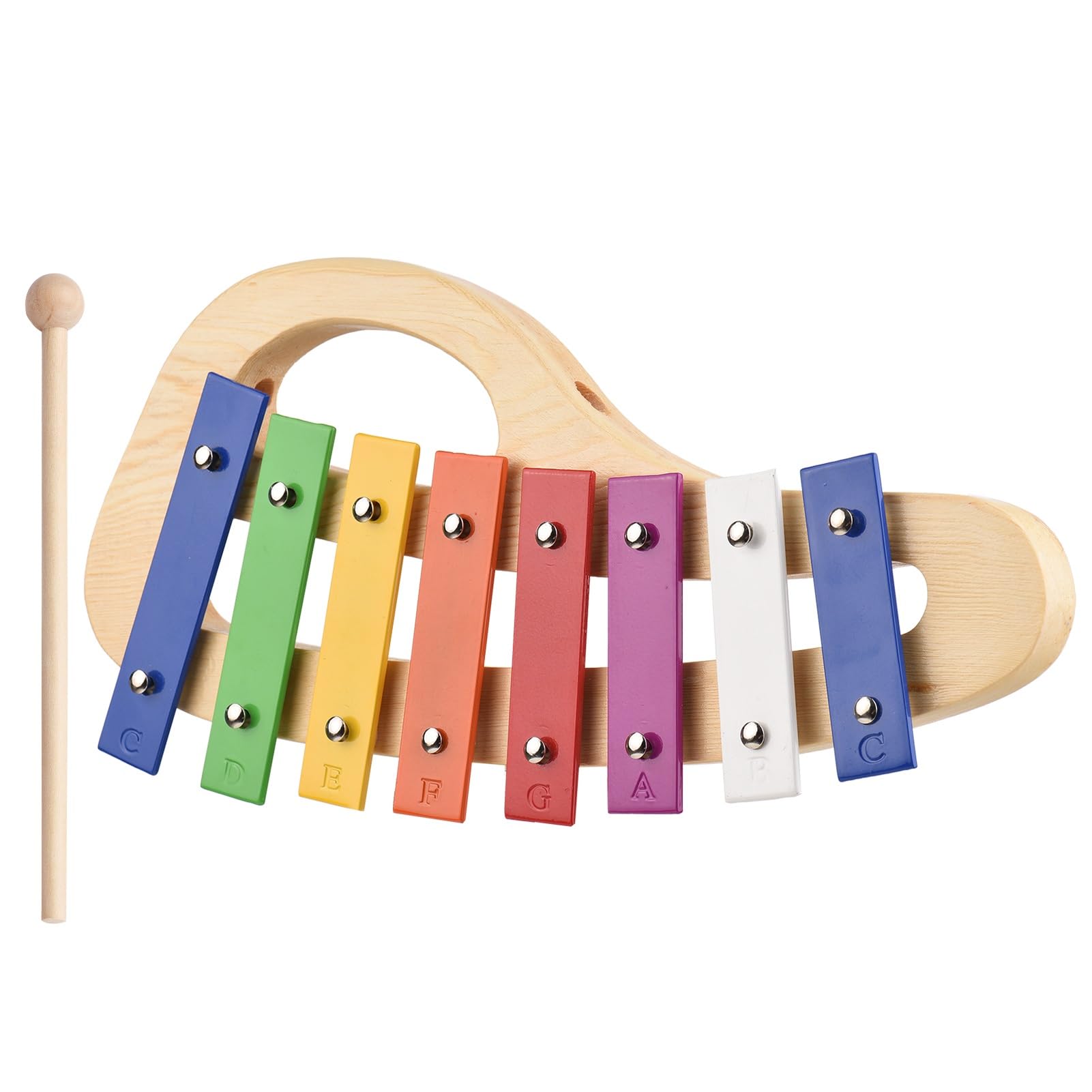 xilofono ​Legno Xilofono in Legno di Pino A 8 Note Glockenspiel Piastra in Alluminio Colorato da 3 Mm con Manico Martello in Legno Percussioni Squisite