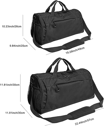 Miniatura 7 de Bolsa de gimnasio para hombres y mujeres con correa para el hombro, compartimento para zapatos y húmedos, bolsa de lona ligera, bolsa atlética