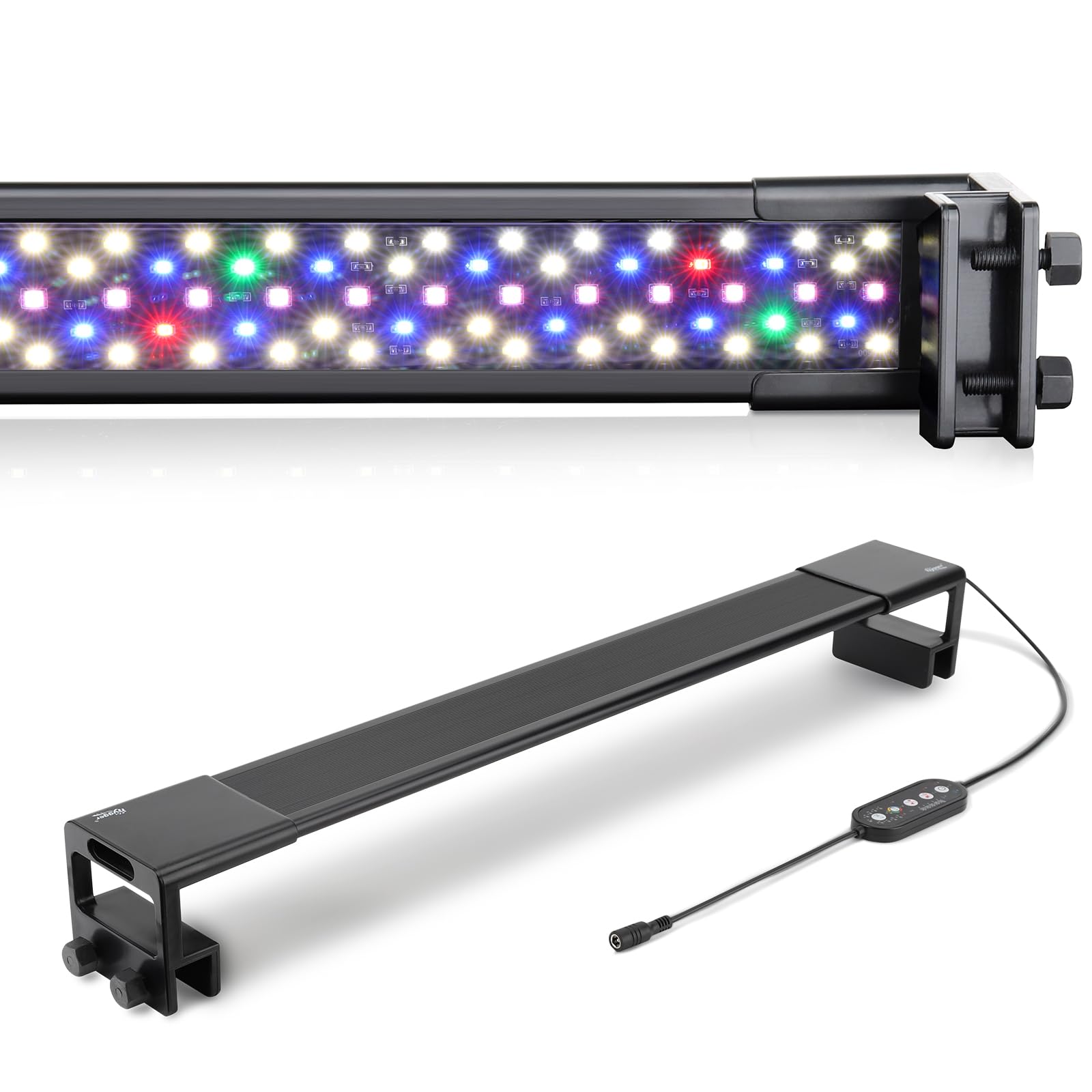 hygger Luce Led per Acquario,Luce per Acquario a Spettro Completo con Monitor LCD,26W 24/7 Illuminazione LED per acquario con 10 Colori, Timer Regolabile per Acquario con Piante da 75-82cm