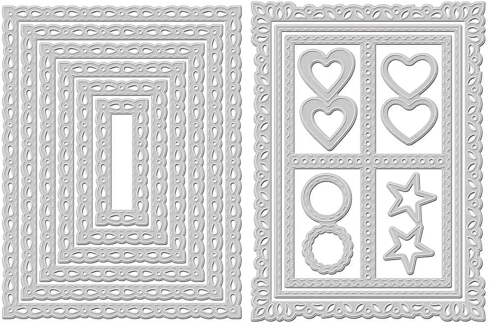 Rectangle Frame Cutting Dies, Nesting Rectangle Frame Die Cuts for Card Making, Metal Cutting Dies Stencils for DIY Craft Paper Card Making Embossing