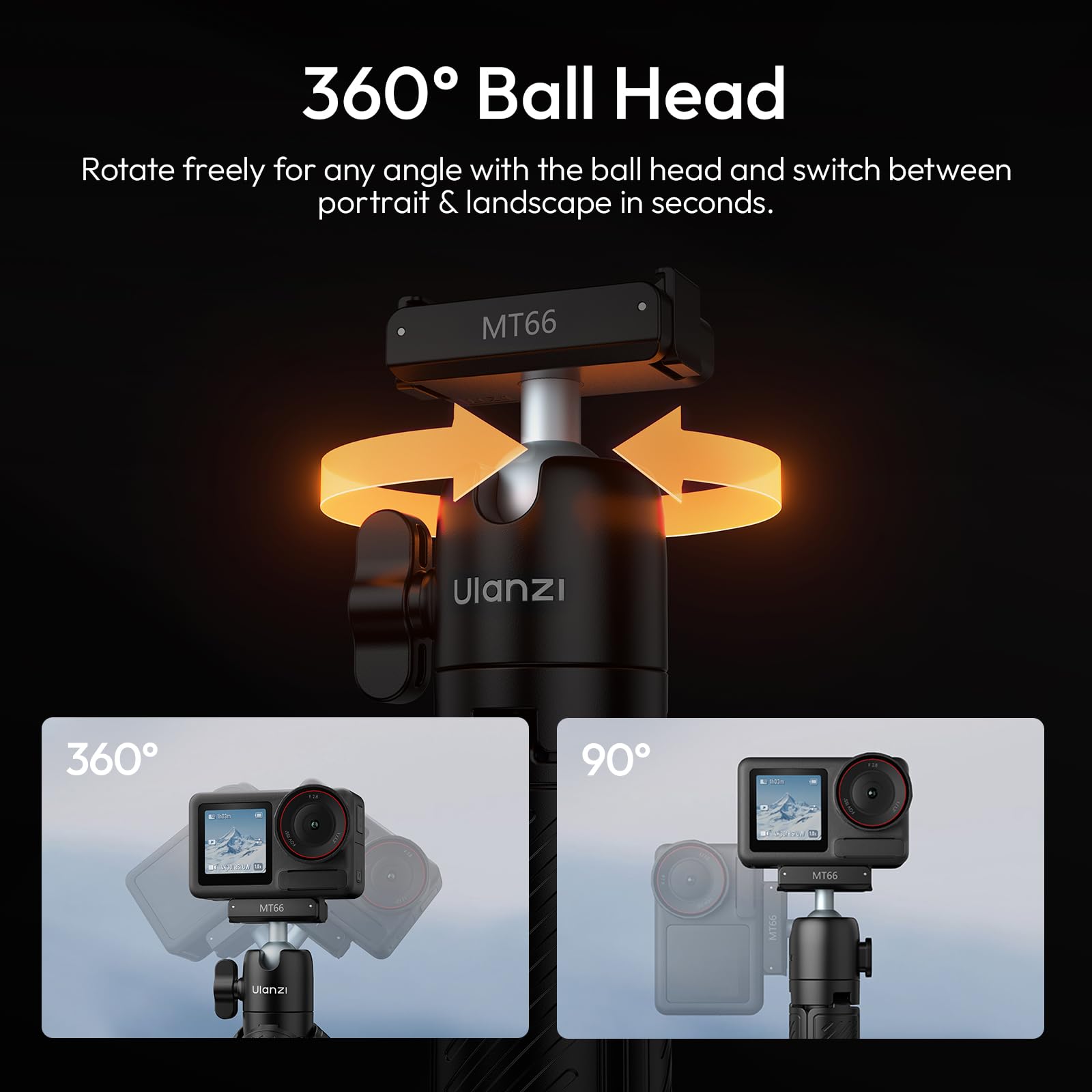 ULANZI MT66 Kleines Action Kamera Stativ für DJI Osmo Action 5 Pro, Nano/Osmo Action 4, mit Rucksack-Klettverschluss, magnetischer Schnellwechsel-Adapterhalterung, Selfie-Stick/Mini-Stativ
