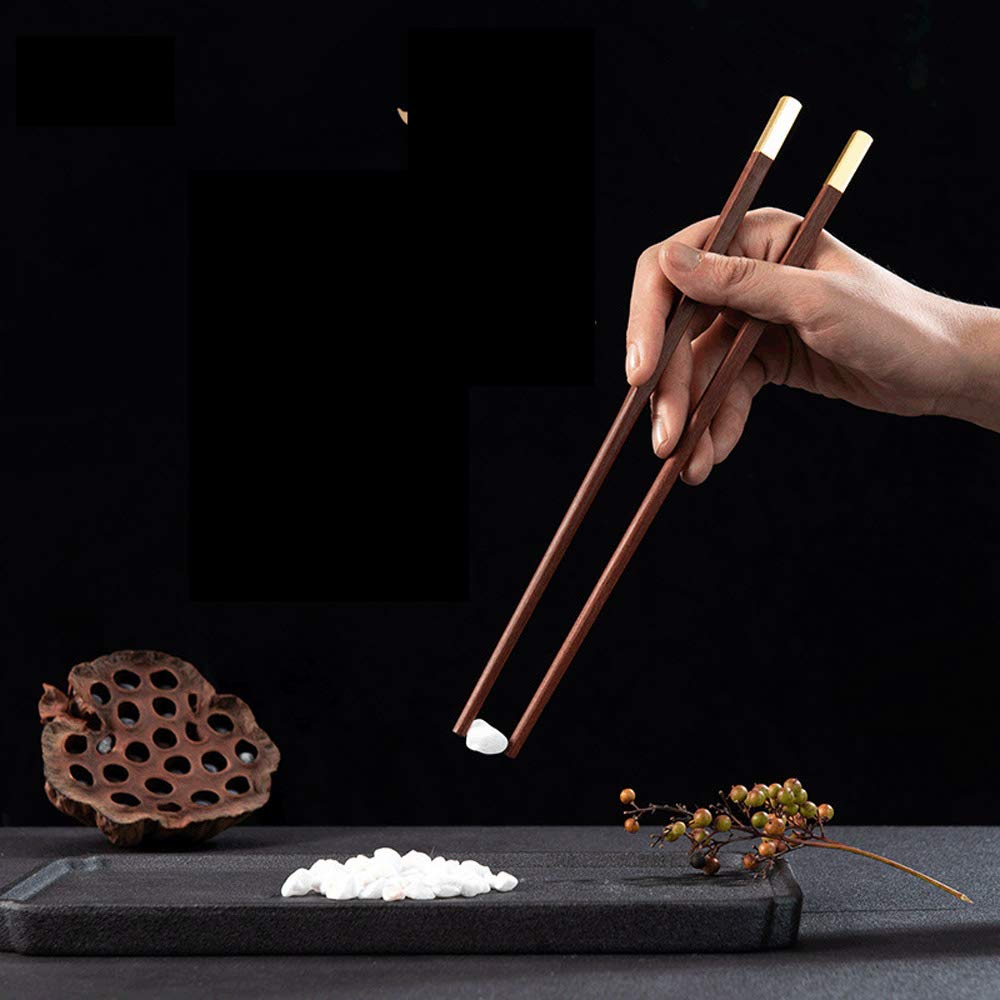 Baguettes en bois réutilisables 2 paires, lavables au lave-vaisselle, coffret cadeau traditionnel chinois élégant, baguettes japonaises de style classique, baguettes écologiques de 9 pouces-B (B)