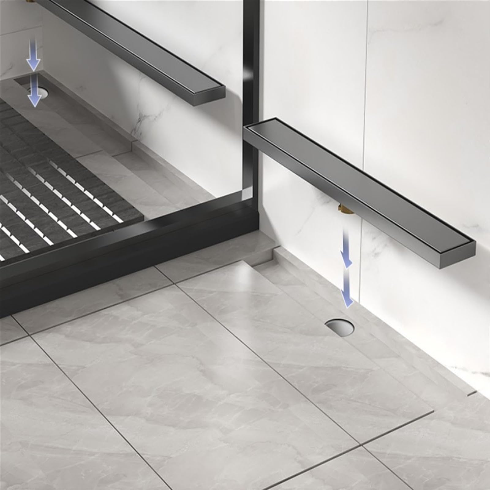 OCEAN Scarico Doccia a Pavimento 90cm, Canaletta di Scarico con Panello 2in1 Piastrellabile, Canalina Doccia in Acciaio Inox | Leroy Merlin
