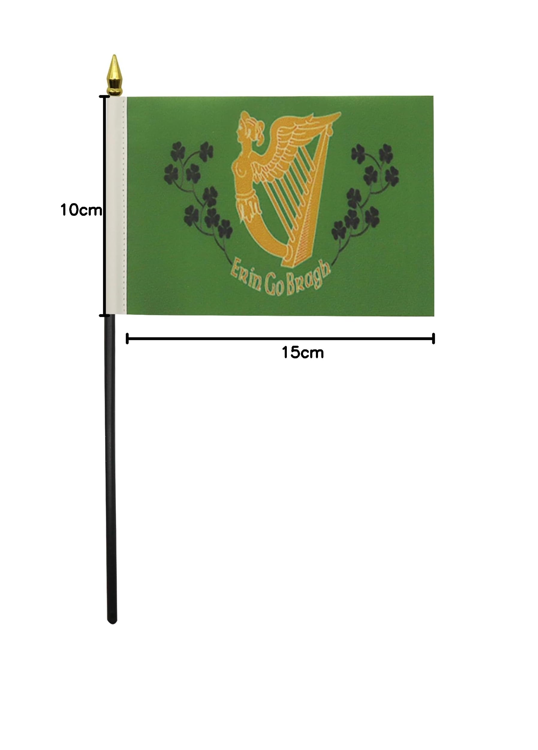 AZ FLAG Bandera de Mesa de Irlanda Erin GO Bragh 15x10cm - BANDERINA de DESPACHO Irlandesa 10 x 15 cm Punta Dorada