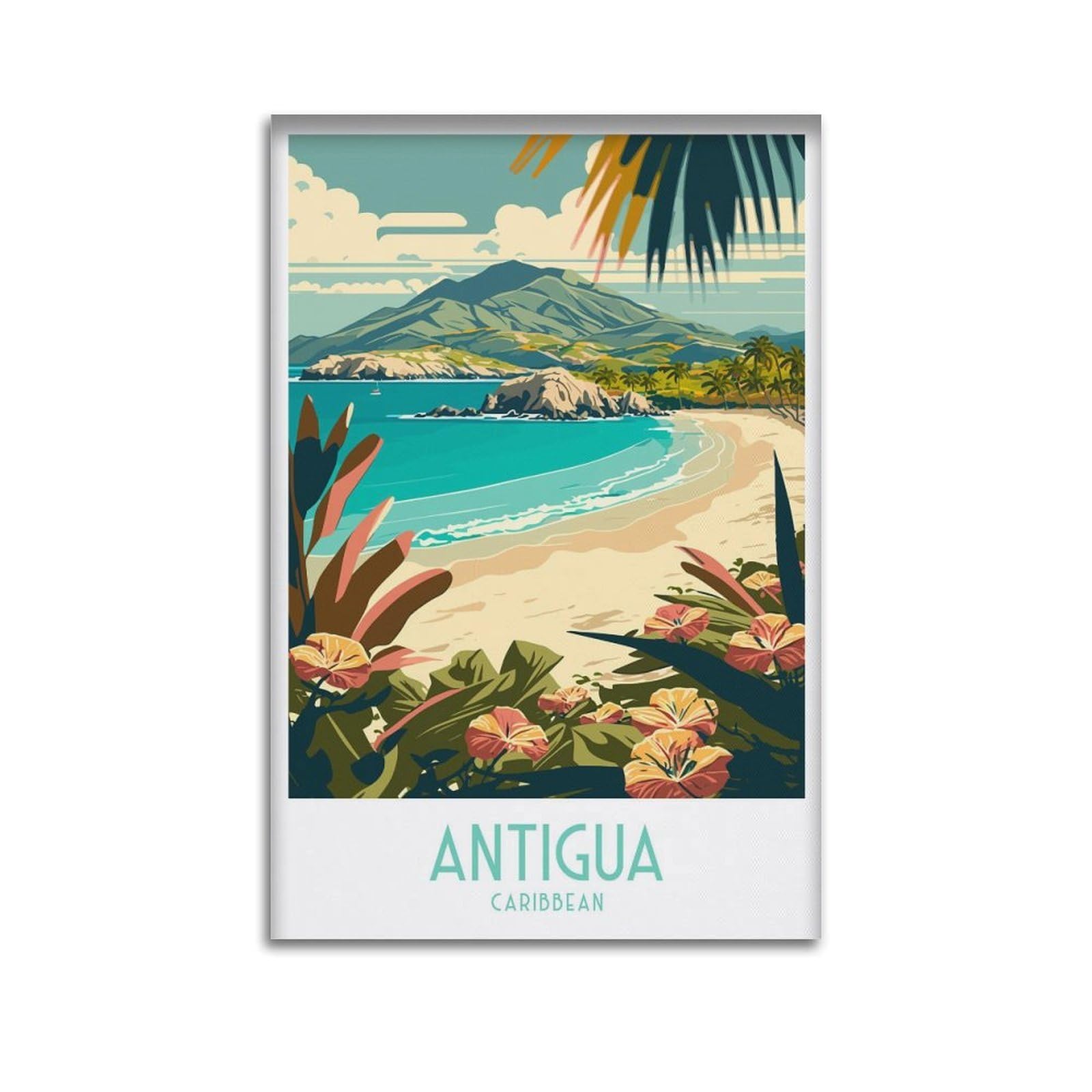 xiaoxiaoshen Antigua Travel Caribbean Canvas Poster Wall Art Prints Room Aesthetic Murals Bedroom And Living Decorations 20x30inch(50x75cm)