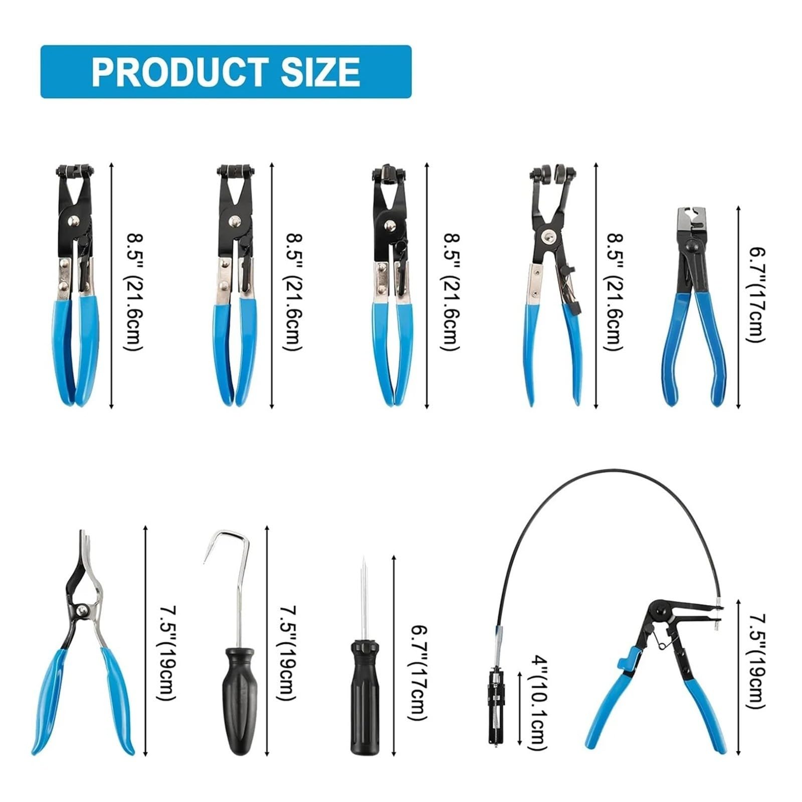 Pinza Per Fascette Set di pinze for fascette stringitubo da 9 pezzi