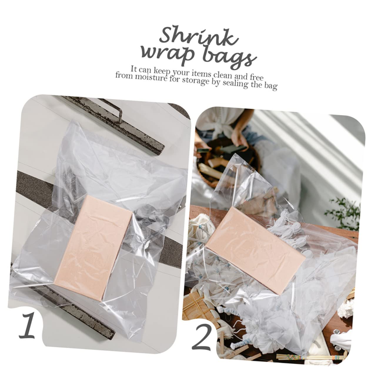 HOMOCONO Packaging Film 200 Heat Shrink Wrap Bags Easy Storage Clean Neat for Candle Display