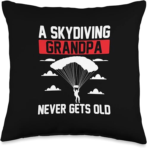 Skydiving Grandpa Never Gets Too Old Parachute Skydiver Almohada
