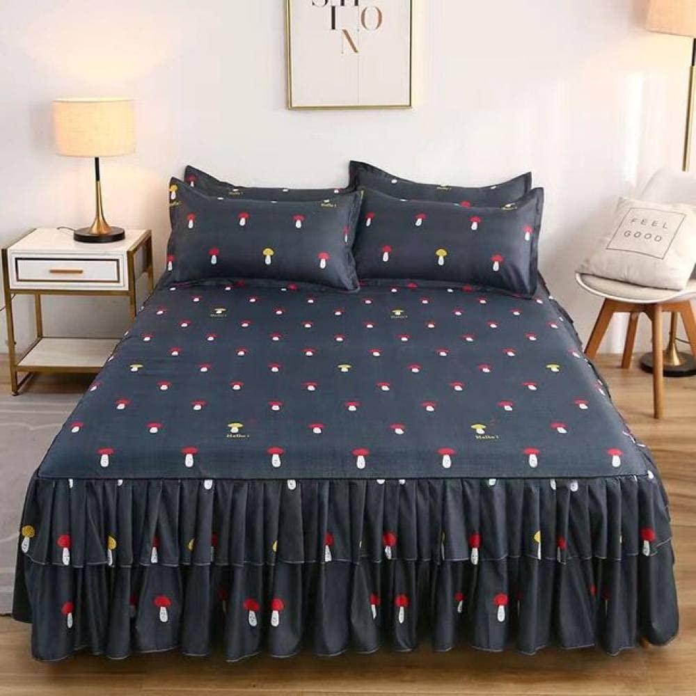 Couvre-lit en coton haut de gamme de 180x220cm avec jupe de lit et taies