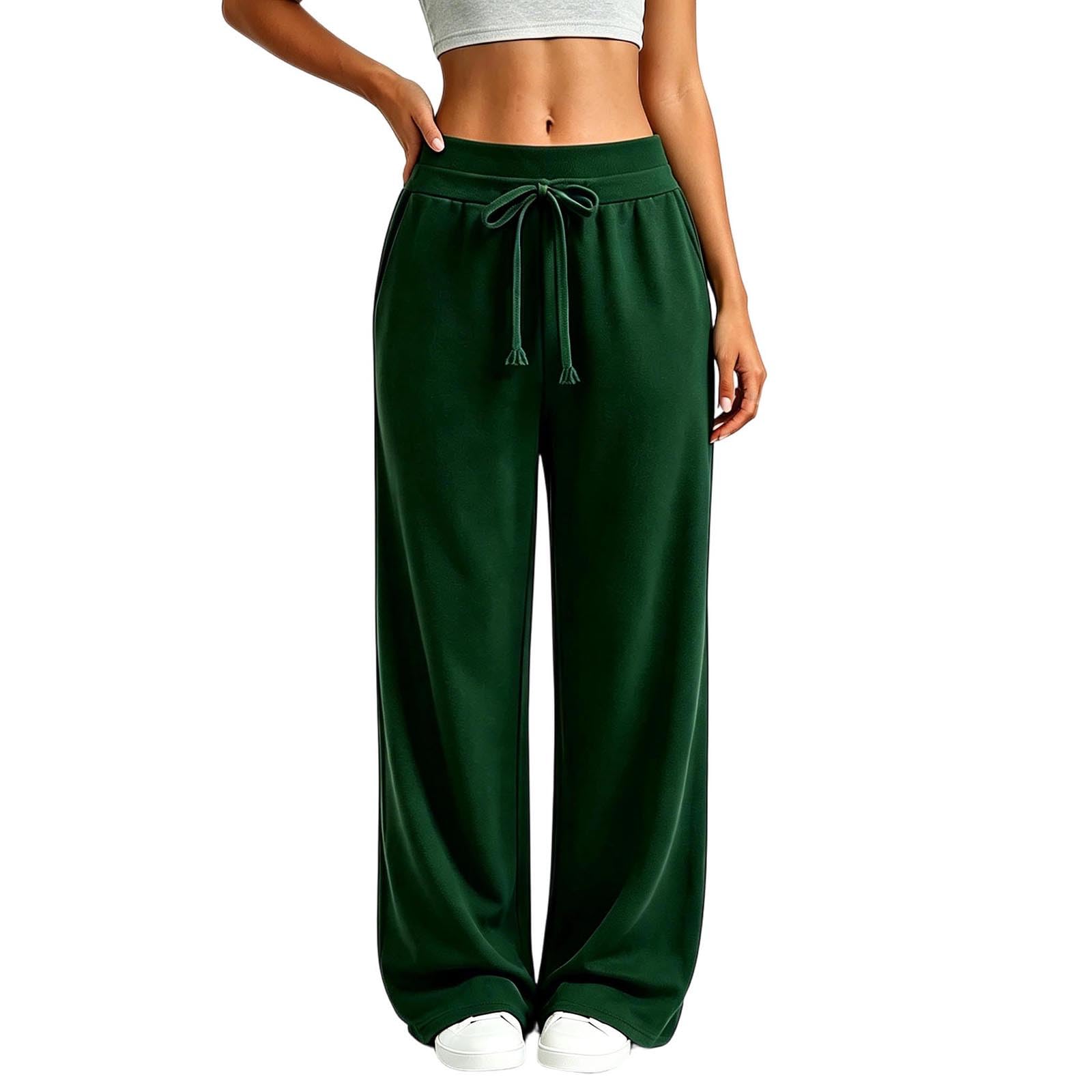 Generico Pantaloni da Jogging Donna Pantaloni Tuta a Vita Alta in Cotone Comodi Pantalone a Gamba Larga Larghi e Leggeri Pantalone Sportivi con Tasche Taglie Forti Pants Baggy per Yoga e Fitness